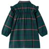Robe pour enfants &agrave; manches longues et volants vert fonc&eacute; 116