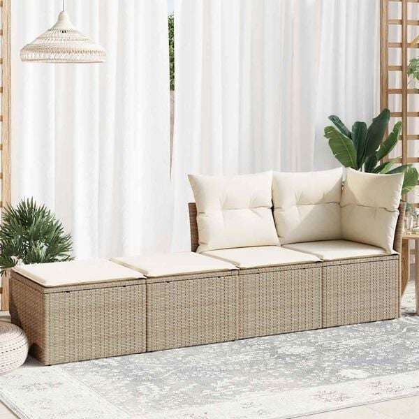 vidaXL Salon de jardin avec coussins 2 pcs beige résine tressée acacia