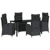 vidaXL Ensemble de salle &agrave; manger pour jardin 5 pc Noir polyrotin