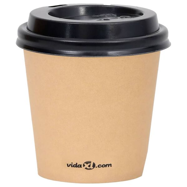 vidaXL Tasses &agrave; caf&eacute; en papier avec couvercles 120 ml 100 pcs Marron