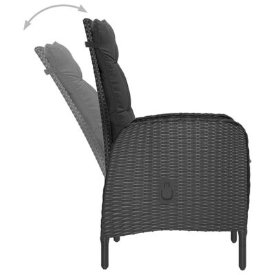 vidaXL Ensemble de salle à manger de jardin 3 pcs Noir