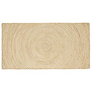 vidaXL Tapis de zone Naturel et Blanc 80 x 150 cm Jute