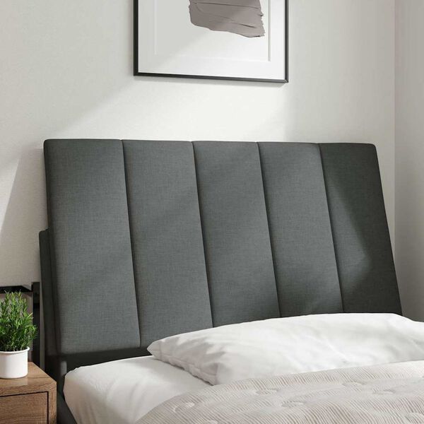 vidaXL Coussin de t&ecirc;te de lit Hanko gris fonc&eacute; 80 cm tissu
