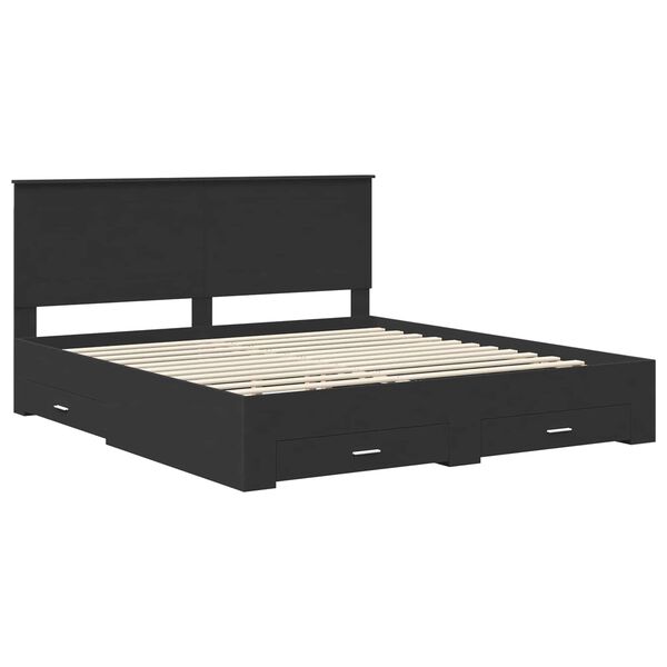 vidaXL Cadre de lit Noir et argent 200 x 200 cm Bois d'ing&eacute;nierie