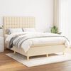vidaXL Sommier &agrave; lattes de lit avec matelas Cr&egrave;me 140x190 cm Tissu