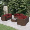 vidaXL Salon de jardin 7 pcs avec coussins R&eacute;sine tress&eacute;e Marron