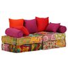 vidaXL Pouf modulaire &agrave; 2 places Patchwork Tissu