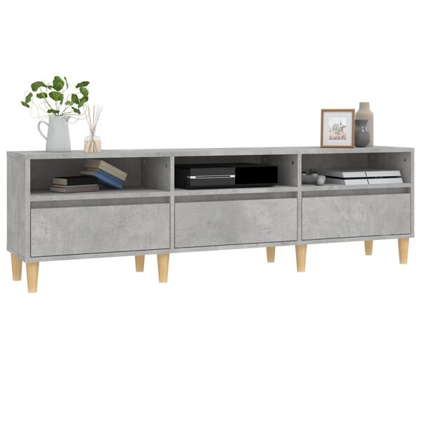 vidaXL Meuble TV gris b&eacute;ton 150x30x44,5 cm bois d'ing&eacute;nierie