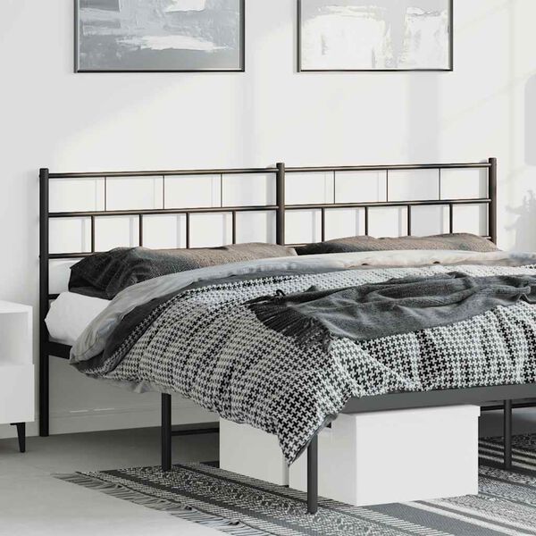 vidaXL T&ecirc;te de lit m&eacute;tal noir 180 cm