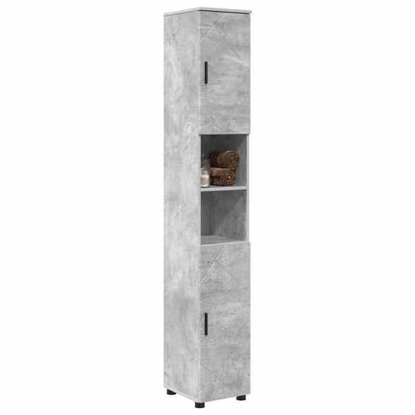 vidaXL Cabinet de salle de bain avec porte Gris b&eacute;ton 30 x 35 x 192 cm