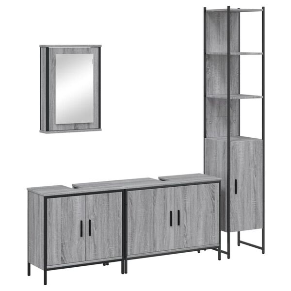 vidaXL Ensemble de meubles de salle de bain 4 pcs Sonoma gris