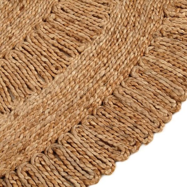 vidaXL Tapis Jute tress&eacute; &agrave; la main 120 cm Rond