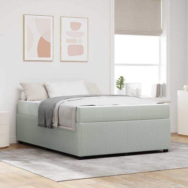 vidaXL Cadre de lit avec matelas Gris clair 160 x 200 cm tissu
