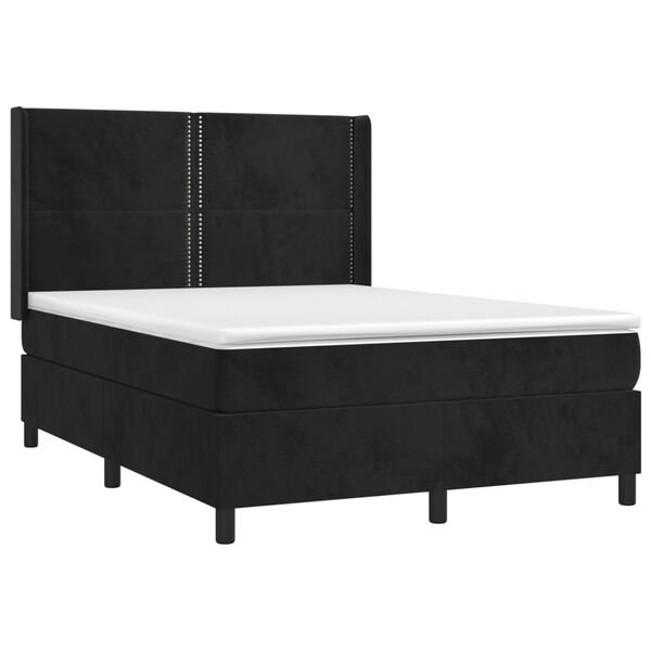 vidaXL Sommier &agrave; lattes de lit matelas et LED Noir 140x200 cm Velours