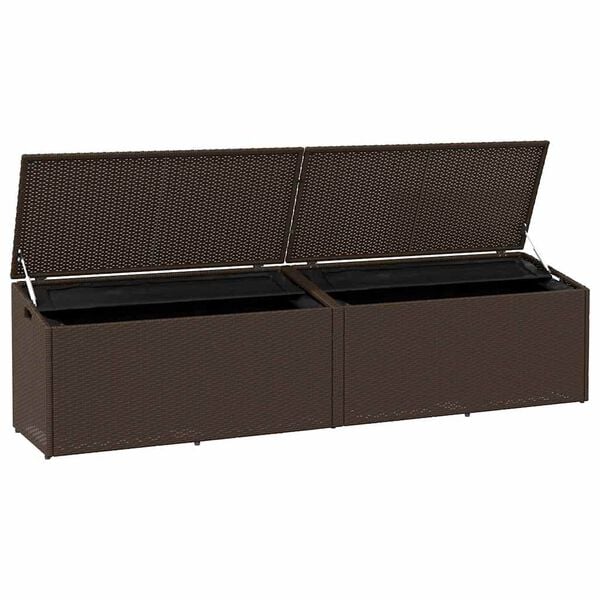 vidaXL Bo&icirc;te de rangement de jardin marron 220x50x58 cm r&eacute;sine tress&eacute;e