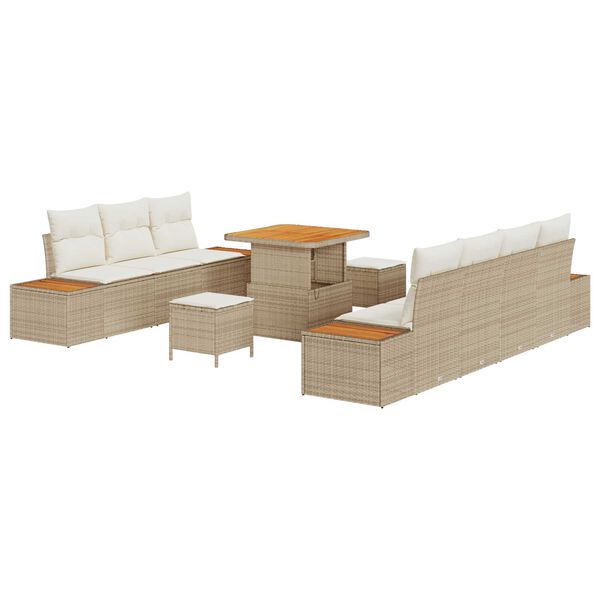 vidaXL Ensemble de canap&eacute; de jardin 10 pcs Beige Poly rotin