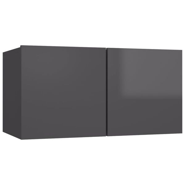 vidaXL Ensemble de meuble TV 8 pcs Gris brillant Bois d'ing&eacute;nierie