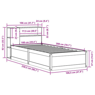 vidaXL Cadre de lit sans matelas blanc 100x200 cm bois de pin massif