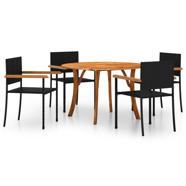 vidaXL Ensemble &agrave; manger de jardin 5 pcs Noir