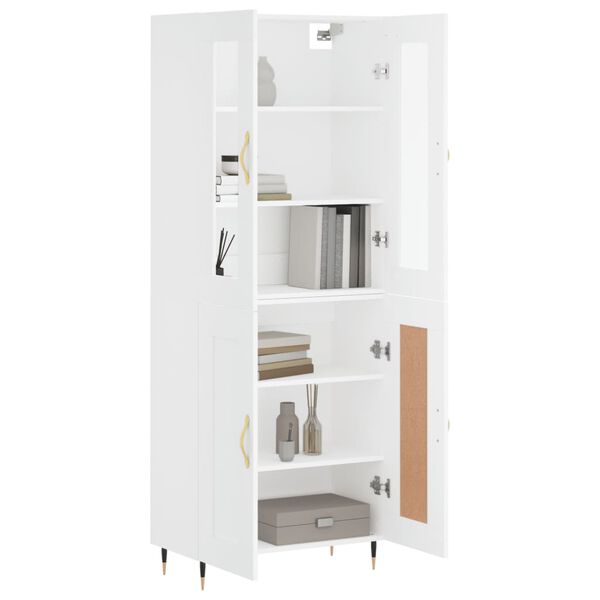 vidaXL Buffet haut Blanc 69,5x34x180 cm Bois d'ing&eacute;nierie