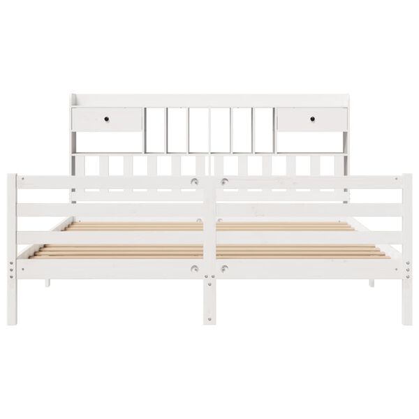 vidaXL Lit biblioth&egrave;que sans matelas blanc 180x200 cm bois pin massif