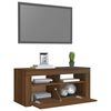 vidaXL Meuble TV avec lumi&egrave;res LED Ch&ecirc;ne marron 90x35x40 cm