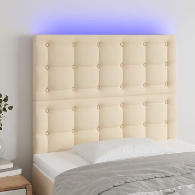 vidaXL Tête de lit à LED Crème 100x5x118/128 cm Tissu