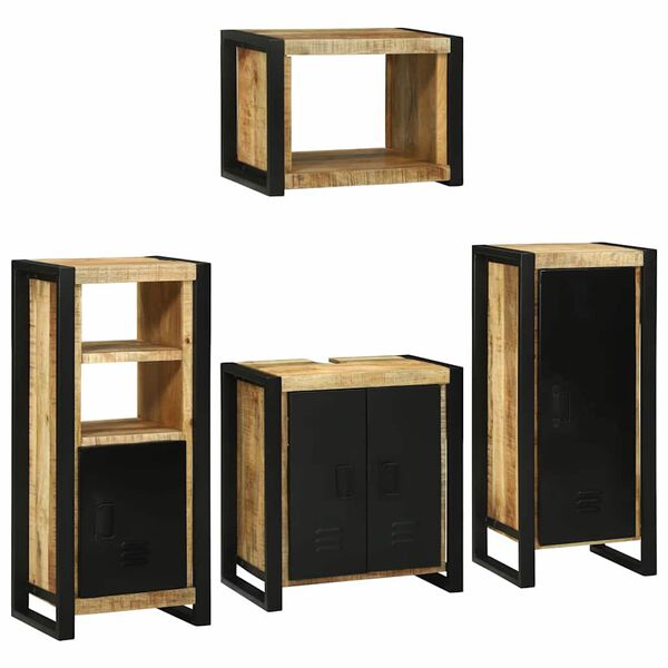 vidaXL Ensemble de mobilier de salle de bain avec étagère 4 pcs