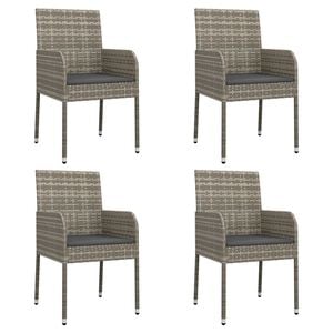 vidaXL Chaises de jardin avec coussins lot de 4 R&eacute;sine tress&eacute;e Gris