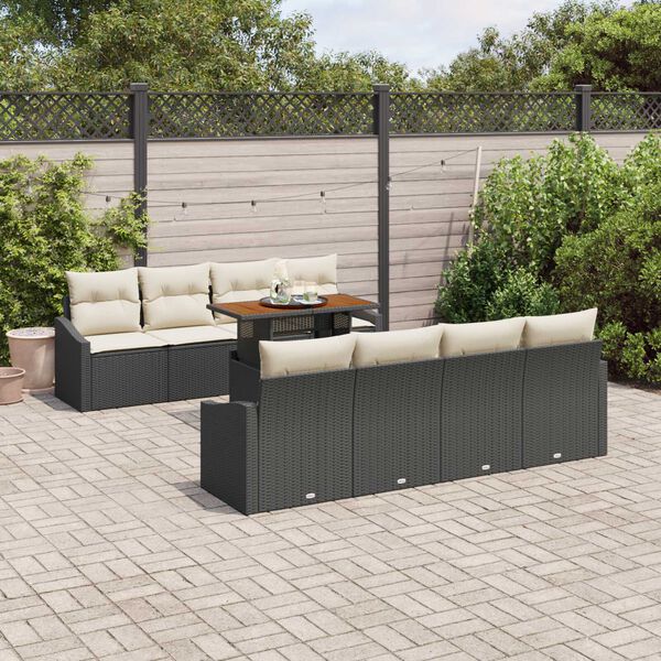 vidaXL Ensemble de salle &agrave; manger pour jardin 9 pcs Noir et Cr&egrave;me