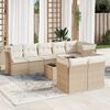 vidaXL Salon de jardin avec coussins 9 pcs beige r&eacute;sine tress&eacute;e