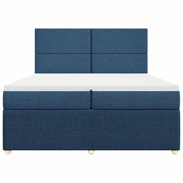 vidaXL Sommier &agrave; lattes de lit avec matelas Bleu 200x200 cm Tissu