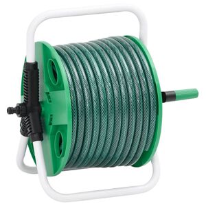 vidaXL Enrouleur de tuyau vert sur pied avec tuyau de 20 m PVC