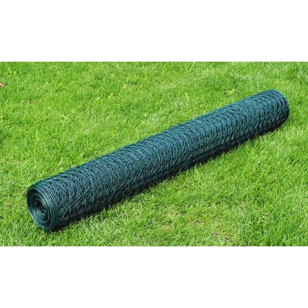 vidaXL Grillage &agrave; poule avec rev&ecirc;tement en PVC 25x0,5 m vert
