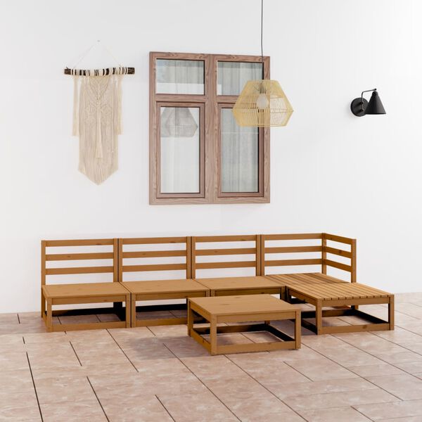 vidaXL Salon de jardin 6 pcs marron miel bois de pin massif