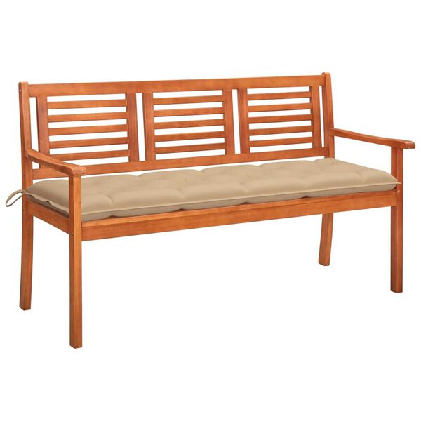 vidaXL Banc de jardin 3 places avec coussin 150 cm Bois d'eucalyptus