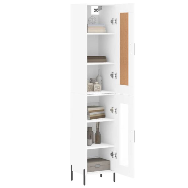 vidaXL Buffet haut Blanc 34,5x34x180 cm Bois d'ing&eacute;nierie