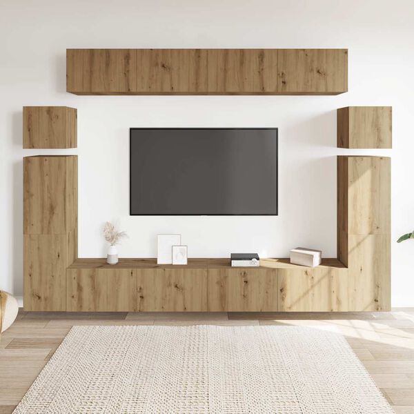 vidaXL Ensemble de meuble TV mural 8 pcs chêne artisanal