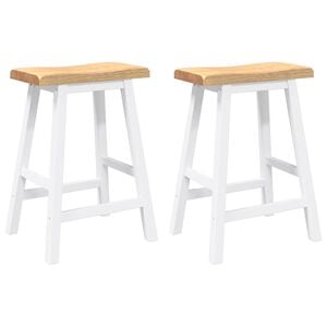 vidaXL Tabourets de bar (lot de 2) en bois massif blanc et caoutchouc