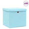 vidaXL Bo&icirc;tes de rangement et couvercles 10 pcs Bleu 32x32x32 cm Tissu
