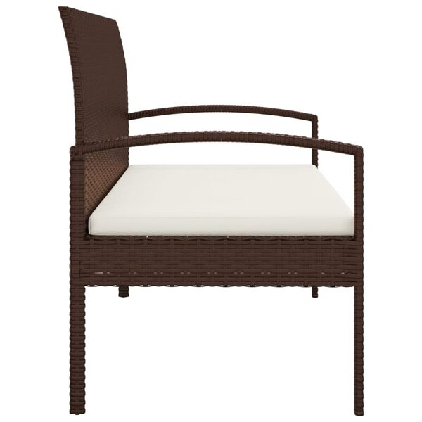vidaXL Banc de jardin avec coussin marron 105 cm r&eacute;sine tress&eacute;e