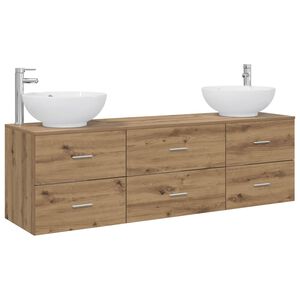 vidaXL Ensemble de mobilier de salle de bain 3 pc Ch&ecirc;ne artisanal