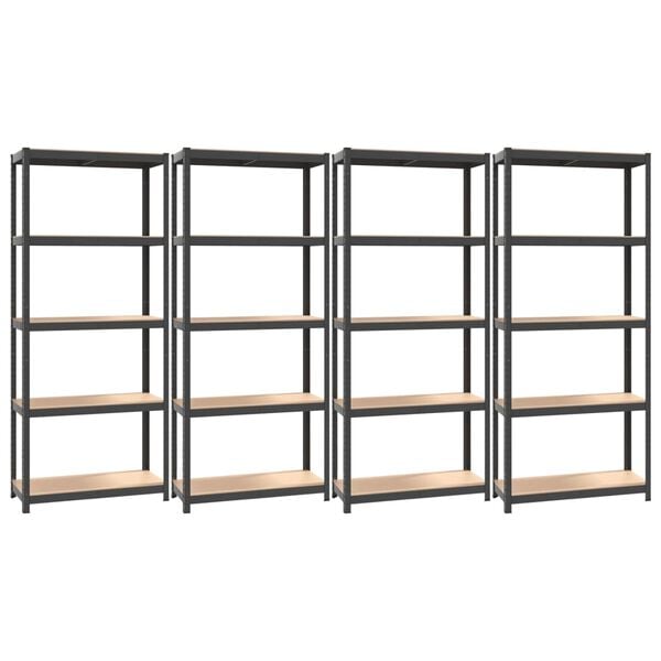 vidaXL &Eacute;tag&egrave;res &agrave; 5 niveaux 4pcs Anthracite Acier et bois d'ing&eacute;nierie