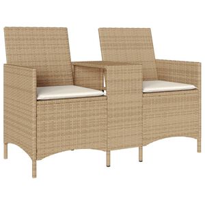 vidaXL Canap&eacute; de jardin 2 places avec table et coussins r&eacute;sine tress&eacute;e