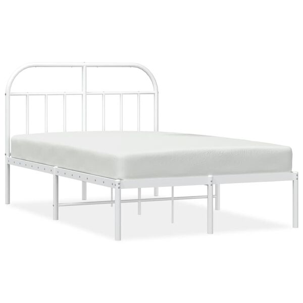 vidaXL Cadre de lit m&eacute;tal sans matelas et t&ecirc;te de lit blanc 120x200 cm