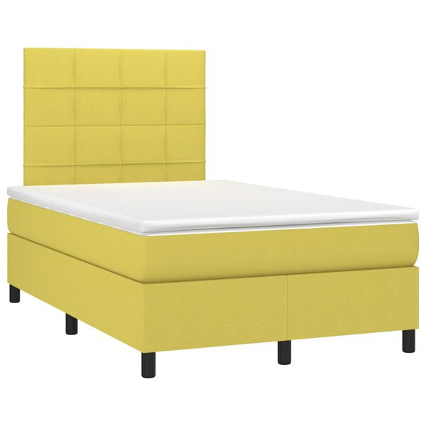 vidaXL Sommier &agrave; lattes de lit et matelas et LED Vert 120x200 cm Tissu