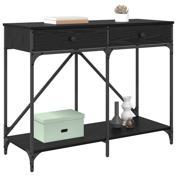 vidaXL Table console Ch&ecirc;ne noir 100 x 39 x 78,5 cm Bois d'ing&eacute;nierie