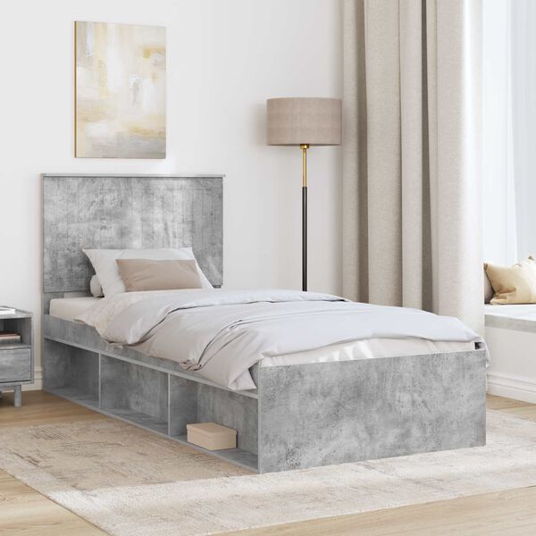 vidaXL Cadre de lit B&eacute;ton 90 x 200 cm Bois de pin massif
