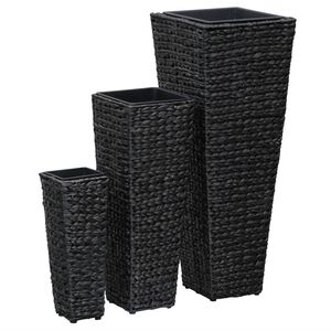 vidaXL Lits sur&eacute;lev&eacute;s 3 pcs Jacinthe d'eau Noir