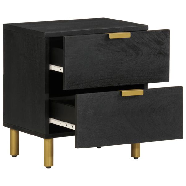 vidaXL Tables de chevet 2 pcs noir 40x33x46 cm bois de manguier solide